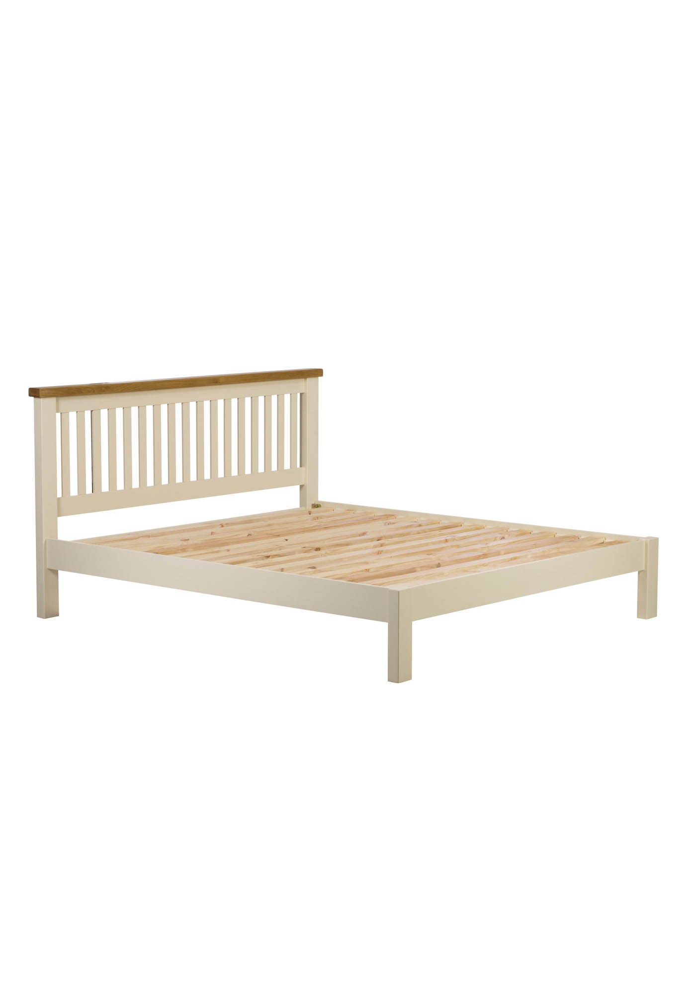 Oak 5ft King Bed Frame, Cream Wooden Bed Frame